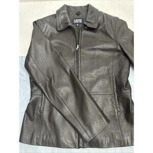 Vintage Blassport  Brown Soft Leather Triple Stitching OnLapel Jacket Women Sz M